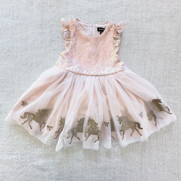 Zunie Pink Sequin & Tulle Unicorn Dress EUC 2 - Picture 1 of 9